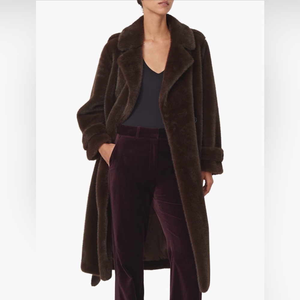 Reiss Cate Faux-Fur Long Coat NWT, size M-6